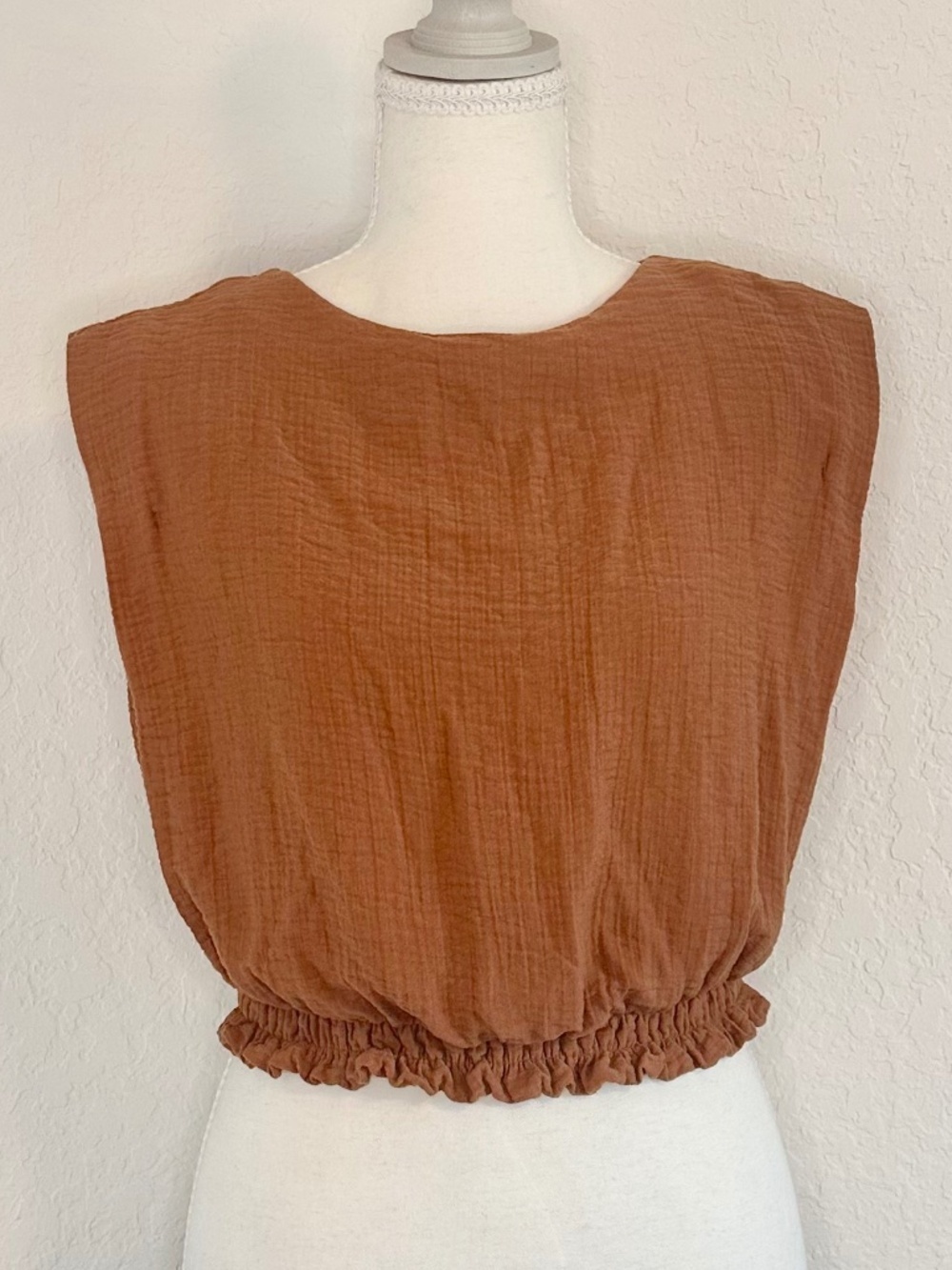 A New Day, Rust Orange Textured Sleeveless Crop Top, Size S - Picture 1 of 8